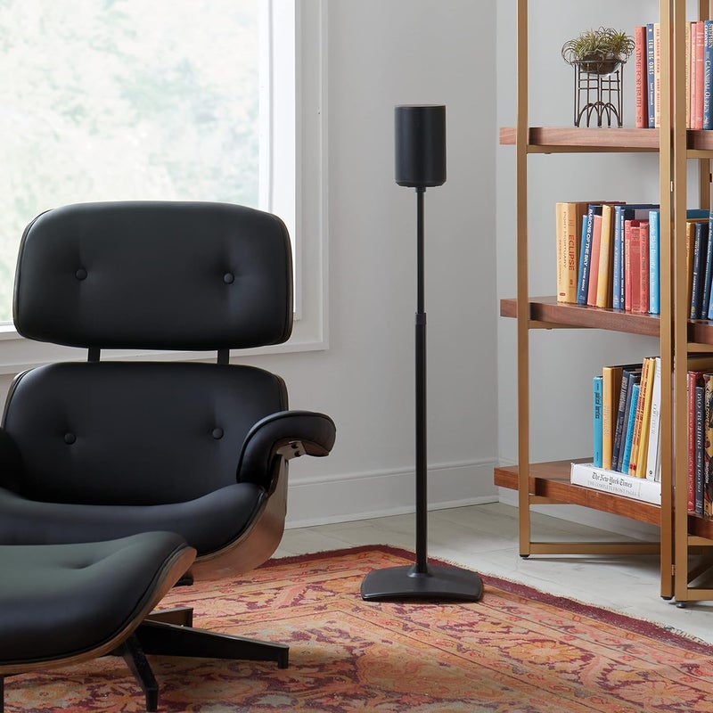 Sanus Speaker Stand for Sonos Era 100 Speakers - Height Adjustable Single Stand w/Easy 3 Step Install - Includes Rubber Feet & Carpet Spikes - Black - Image 3